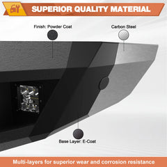 03-05 Ram 2500 Front Bumper Full Width Offroad Bumper w/Winch Plate, 144W Light Bar, 4x18w Lights, D-rings, License Plate Bracket for 2003-2005 Dodge Ram 2500/3500 Pickup Truck (Excl. Diesel) POFENZE