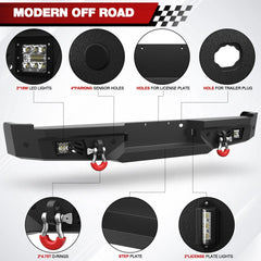 04-08 F150 Front Rear Bumper Set, Full Width Offroad Bumper w/Winch Plate, 144W Light Bar, 6x18w Fog Lights, D-rings, License Plate Bracket for 2004-2008 Ford F150 Truck POFENZE