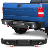 04-08 F150 Rear Bumper Full Width Offroad Bumper w/Step Plate, 2x18w Lights, D-rings, License Plate Lights for 2004-2008 Ford F150 Pickup Trucks POFENZE