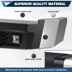 04-08 F150 Rear Bumper Full Width Offroad Bumper w/Step Plate, 2x18w Lights, D-rings, License Plate Lights for 2004-2008 Ford F150 Pickup Trucks POFENZE