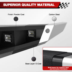 09-14 F150 Front + Rear Bumper Set, Full Width Offroad Bumper w/Winch Plate, 144W Light Bar, 6x18w Fog Lights, D-rings, License Plate Bracket for 2009-2014 Ford F150 Truck (Excluding Raptor) POFENZE