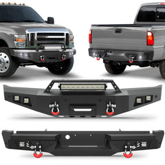 POFENZE F250 Front Bumper and Rear Bumper Set for 2008 2009 2010 Ford F250 F350 F450 Super Duty