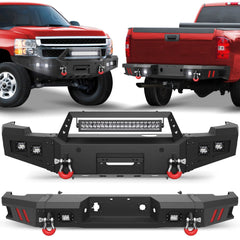 11-14 Silverado Front and Rear Bumper Combo, Full Width Offroad Bumpers for 2011-2014 Chevy Silverado 2500/3500 POFENZE