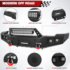 11-14 Silverado Front and Rear Bumper Combo, Full Width Offroad Bumpers for 2011-2014 Chevy Silverado 2500/3500 POFENZE