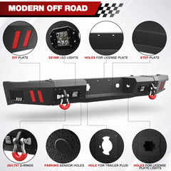 11-14 Silverado Front and Rear Bumper Combo, Full Width Offroad Bumpers for 2011-2014 Chevy Silverado 2500/3500 POFENZE