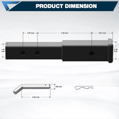 14.6" Hitch Extender,2 Inch Hitch Extension, Fits for 2 inch Receiver,7.3"-9.3" Adujustble Extension Length, Drop-Rise Tow Trailer Hitch Adapter,for Cargo Carrier Bike,with 5/8 inch Hitch Pin POFENZE
