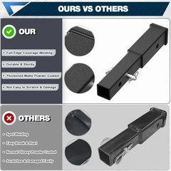 14.6" Hitch Extender,2 Inch Hitch Extension, Fits for 2 inch Receiver,7.3"-9.3" Adujustble Extension Length, Drop-Rise Tow Trailer Hitch Adapter,for Cargo Carrier Bike,with 5/8 inch Hitch Pin POFENZE