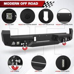 16-23 Tacoma Front and Rear Bumper Set, Long Offroad Bumper w/Winch Plate, 144W Light Bar, 6x18w Fog Lights, D-rings, License Plate Bracket and Lights for 2016-2023 Tacoma 3rd Gen POFENZE