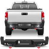 16-23 Tacoma Rear Bumper Full Width Offroad Bumper w/Step Plate, 2x18w Lights, D-rings, License Plate Lights for 2016-2023 Tacoma 3rd Gen POFENZE