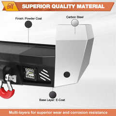 16-23 Tacoma Rear Bumper Full Width Offroad Bumper w/Step Plate, 2x18w Lights, D-rings, License Plate Lights for 2016-2023 Tacoma 3rd Gen POFENZE