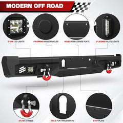 18-20 F150 Front Rear Bumper Set, Full Width Offroad Bumper w/Winch Plate, 144W Light Bar, 6x18w Fog Lights, D-rings, License Plate Bracket for 2018-2020 Ford F150 Truck (Excluding Raptor) POFENZE