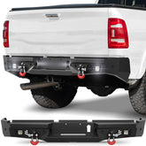 19-24 Ram 2500 Rear Bumper Full Width Offroad Bumper w/Step Plate, 2x18w Lights, D-rings, License Plate Lights for 2019-2024 Dodge Ram 2500/3500 Pickup Trucks POFENZE