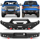 2016-2025 Titan Front and Rear Bumper Set Full Width Offroad Bumper w/Winch Plate POFENZE