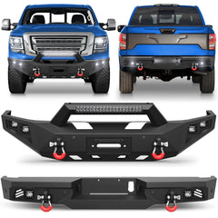 2016-2025 Titan Front and Rear Bumper Set Full Width Offroad Bumper w/Winch Plate POFENZE