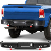 2018 Ram 2500 Rear Bumper for Dodge Ram 2500/3500 2010-2018, Pickup Truck Bumper Black with D-rings, LED Lights, Sensor Holes, Stainless Steel Step Plate POFENZE