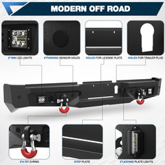Front & Rear Bumper Combo for 2019-2026 Ram 2500 & 3500 | Heavy-Duty Steel Bumper Set with Winch Plate, Lights, D-Rings & Rear Step