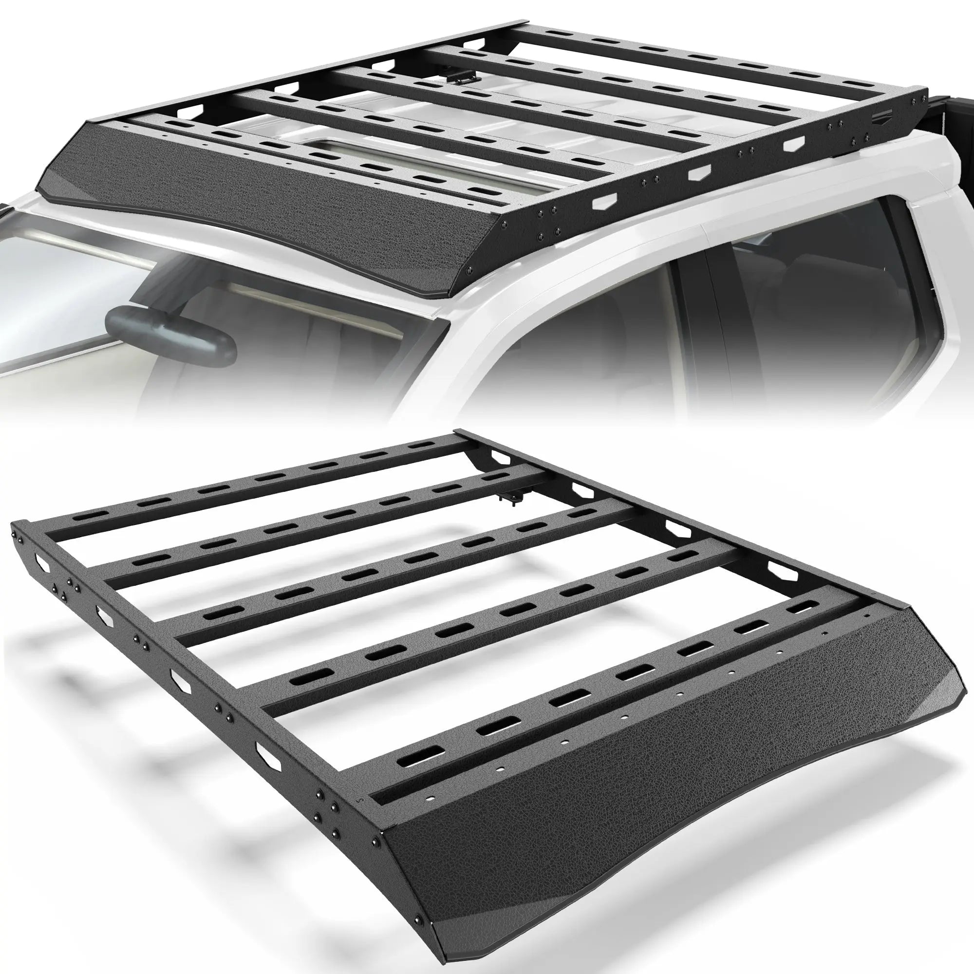 2024-2025 Toyota Tacoma Roof Rack Double Cab Crew Cab(4 Doors Cargo Carriers Luggage Storage Heavy Duty Basket Holder Carbon Steel Cross Bars POFENZE
