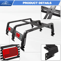 22.5" High Truck Bed Rack for Full-Size Trucks w/Bed Rails Overland Bed Rack Compatible with Tacoma 2005-2023 & Tundra 2014-2024 POFENZE