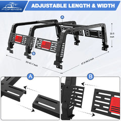 22.5" High Truck Bed Rack for Full-Size Trucks w/Bed Rails Overland Bed Rack Compatible with Tacoma 2005-2023 & Tundra 2014-2024 POFENZE