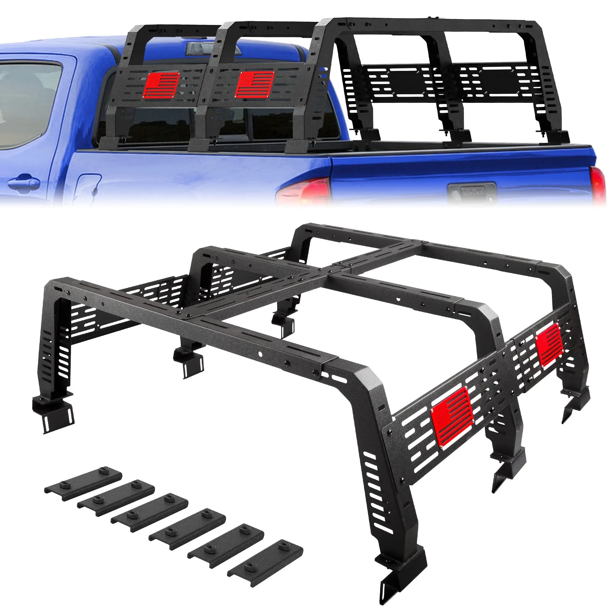 22.5" High Truck Bed Rack for Full-Size Trucks w/Out Bed Rails Overland Bed Rack for 2002-2023 Dodge Ram 1500, 2014-2022 Chevy Silverado 1500, 2015-2023 Ford F150, 2007-2013 Tundra POFENZE