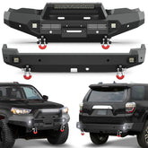 4Runner Front & Rear Bumper Set for 2015-2024 Toyota 4Runner 5th Gen | Off-Road Steel Bumpers with Winch Plate & D-Ring Mounts POFENZE