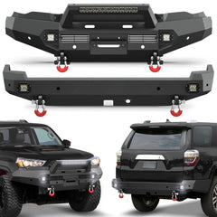 4Runner Front & Rear Bumper Set for 2015-2024 Toyota 4Runner 5th Gen | Off-Road Steel Bumpers with Winch Plate & D-Ring Mounts POFENZE