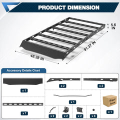 4Runner Full Length Roof Rack for 2003-2009 Toyota 4Runner Overlanding Rooftop Crossbar Cargo Basket Carrier - POFENZE