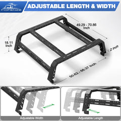 Adjustable 49.2"-70.8" Length Truck Bed Rack for Mid Size & Full Size Trucks w/Out Bed Rails Overlanding Bed Rack Compatible for Ram 1500 2500 3500, Toyota Tundra, Chevy Silverado, GMC Sierra POFENZE