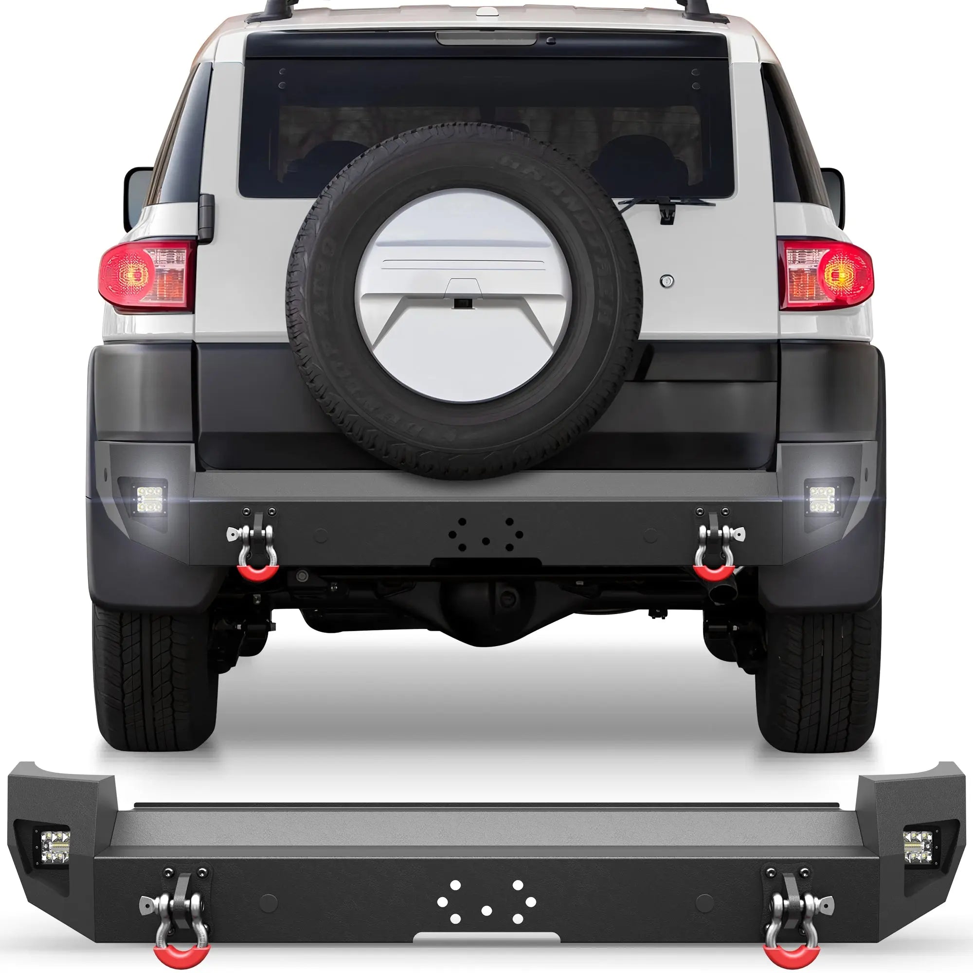 Aftermarket Bumper For 2007-2008-2009-2010-2011-2012-2013-2014 Toyota FJ Cruiser Rear Bumper Car Steel Bumper Heavy Duty Construction - POFENZE