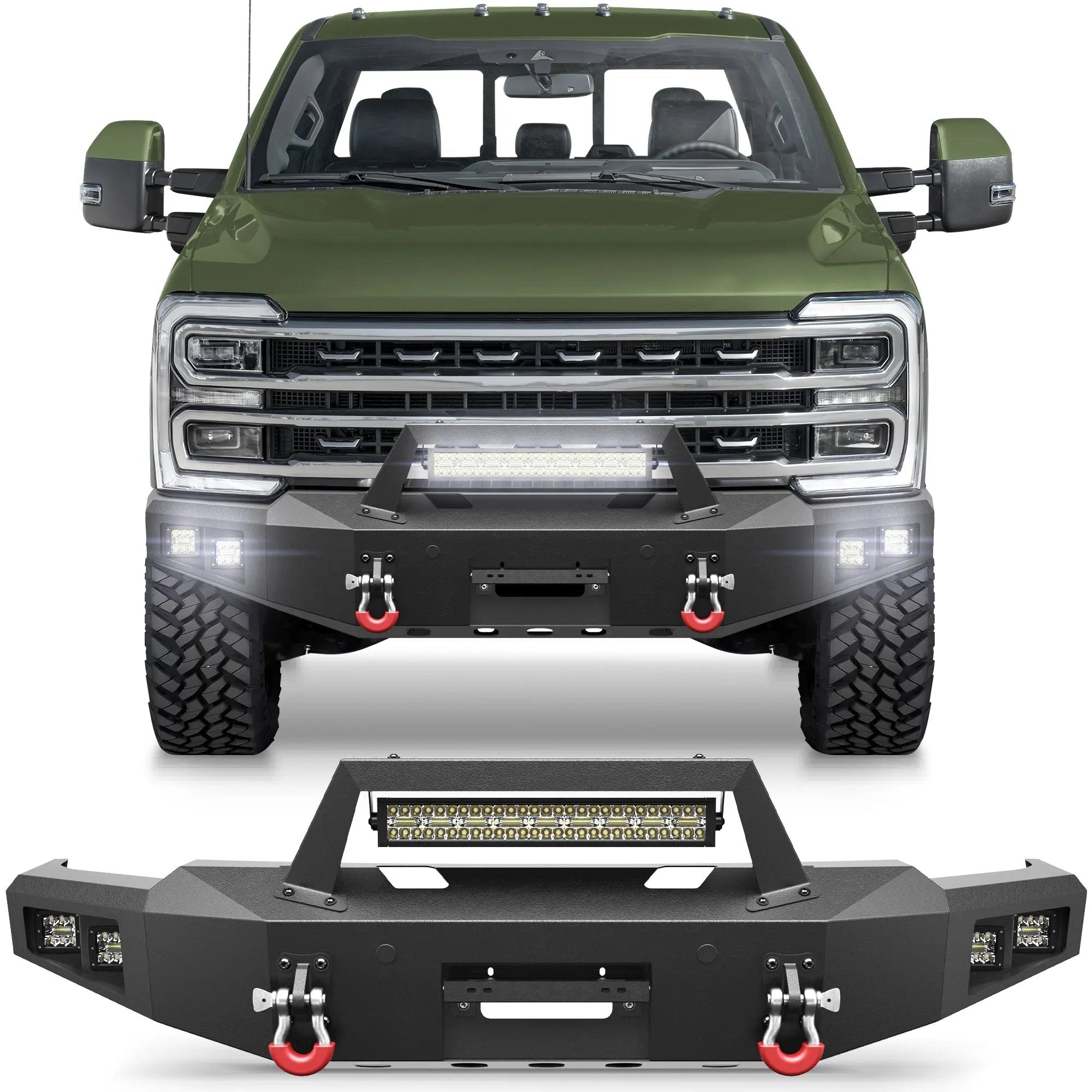 Aftermarket Truck Bumpers For 2023 2024 2025 Ford F250/F350/F450 Super Duty Front Bumper with Winch Plate - POFENZE