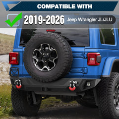 Aftermarket Truck Bumpers Rear Bumper for 2019-2026 Jeep Wrangler JL JLU