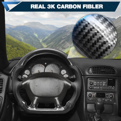 Carbon Fiber Steering Wheel Compatible for Chevy Corvette C5 1997-2004 D-shaped Nappa Perforated Leather Flat-bottom Steering Wheel Grip Hand-Stitched POFENZE