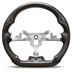 Carbon Fiber Steering Wheel Compatible for Chevy Corvette C6 2006-2011 D-shaped Flat-bottom Nappa Perforated Leather Steering Wheel Grip Hand-Stitched POFENZE