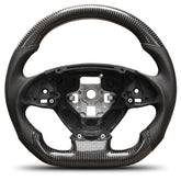 Carbon Fiber Steering Wheel Compatible for Chevy Corvette C7 2014-2019 Nappa Perforated Leather D-shaped Flat-bottom Steering Wheel Grip Hand-Stitched POFENZE