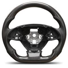 Carbon Fiber Steering Wheel Compatible for Chevy Corvette C7 2014-2019 Nappa Perforated Leather D-shaped Flat-bottom Steering Wheel Grip Hand-Stitched POFENZE