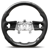 Carbon Fiber Steering Wheel Compatible for Jeep Wrangler JL/JLU/JT 2018-2024 Nappa Perforated Leather, D-shaped Flat-bottom Custom Steering Wheel POFENZE