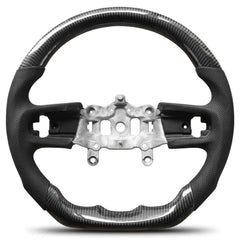 Carbon Fiber Steering Wheel Compatible for Jeep Wrangler JL/JLU/JT 2018-2024 Nappa Perforated Leather, D-shaped Flat-bottom Custom Steering Wheel POFENZE