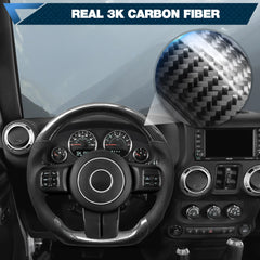 Carbon Fiber Steering Wheel Compatible for Jeep Wrangler JL/JLU/JT 2018-2024 Nappa Perforated Leather, D-shaped Flat-bottom Custom Steering Wheel POFENZE