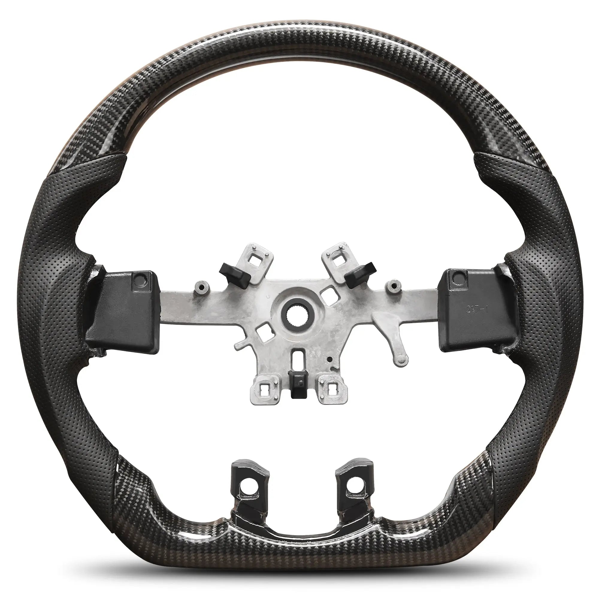 Carbon Fiber Steering Wheel For Dodge Ram 1500 2500 2013-2018 D-shaped Flat-bottom Nappa Perforated Leather Steering Wheel Grip Hand-Stitched POFENZE