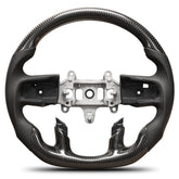 Carbon Fiber Steering Wheel For Dodge Ram TRX 1500 2019-2024 without Paddle Shifter hole D-shaped Flat-bottom Nappa Perforated Leather Steering Wheel Grip Hand-Stitched POFENZE
