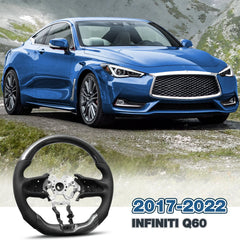 Carbon Fiber Steering Wheel For Infiniti Q60 2017-2022 D-shaped Nappa Perforated Leather Flat-bottom Steering Wheel POFENZE