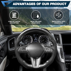 Carbon Fiber Steering Wheel For Infiniti Q60 2017-2022 D-shaped Nappa Perforated Leather Flat-bottom Steering Wheel POFENZE