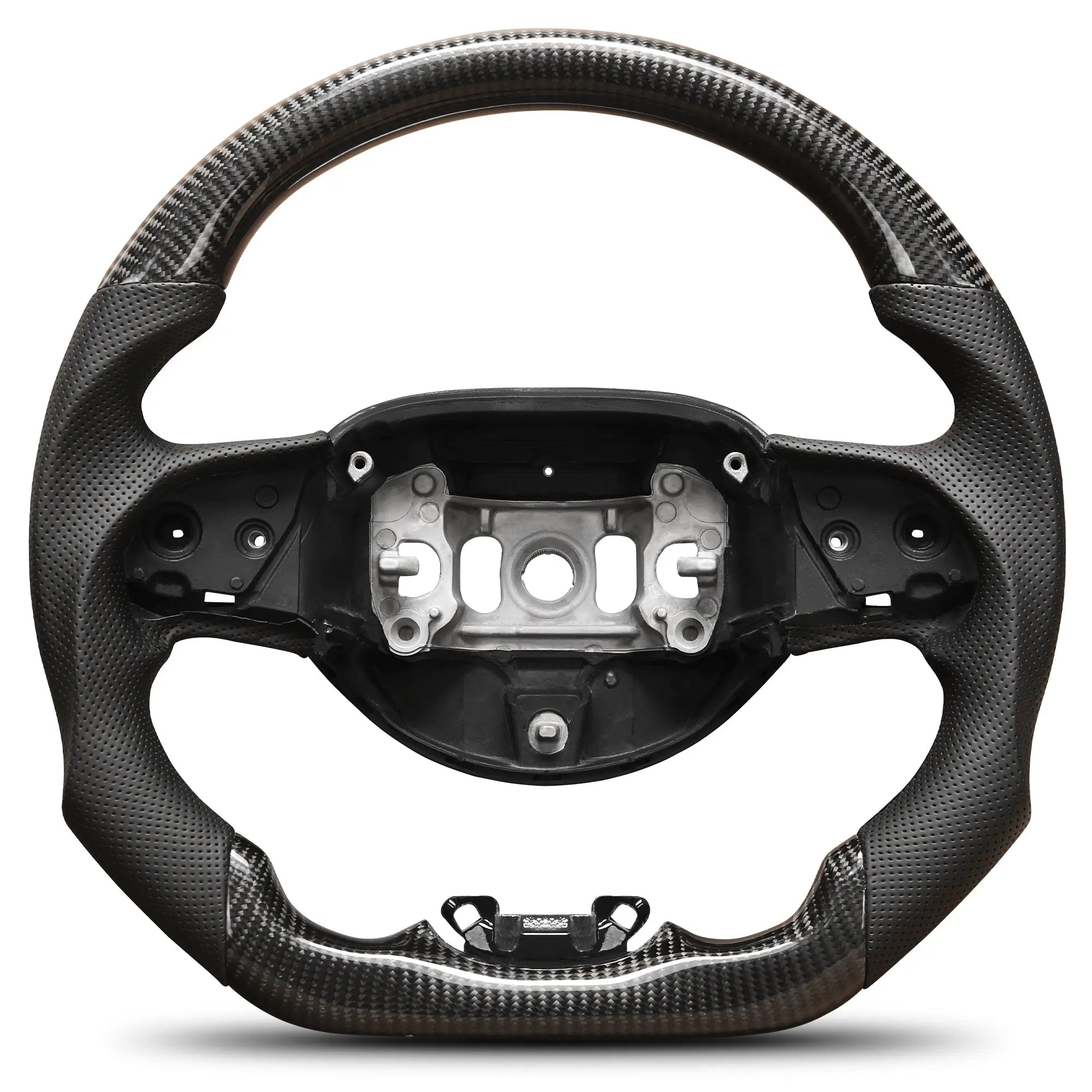 Carbon Fiber Steering Wheel For JEEP Grand Cherokee 2014 Nappa Perforated Leather D-shaped Flat-bottom Grip Hand-Stitched Steering Wheel POFENZE