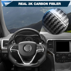 Carbon Fiber Steering Wheel For JEEP Grand Cherokee 2014 Nappa Perforated Leather D-shaped Flat-bottom Grip Hand-Stitched Steering Wheel POFENZE