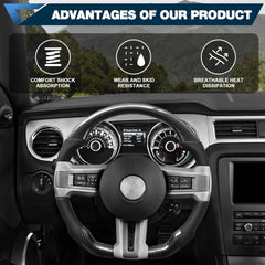 Carbon Fiber Steering Wheel For Mustang EcoBoost/GT/Shelby GT350/GT350R 2012-2014 D-shaped Nappa Perforated Leather Flat-bottom Custom Steering Wheel POFENZE
