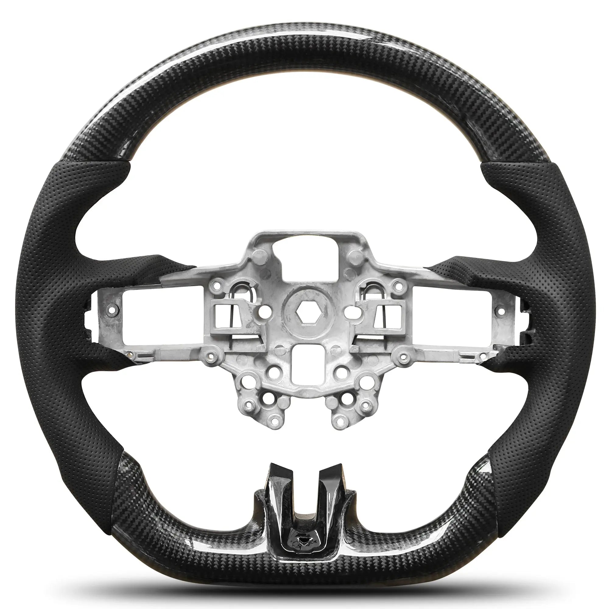 Carbon Fiber Steering Wheel For Mustang EcoBoost/GT/V6/Shelby GT350/GT350R 2015-2017 D-shaped Nappa Perforated Leather Flat-bottom Custom Steering Wheel POFENZE