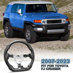 Carbon Fiber Steering Wheel For Toyota FJ CRUISER 2007-2023 Nappa Perforated Leather D-shaped Flat-bottom Steering Wheel Grip Hand-Stitched POFENZE