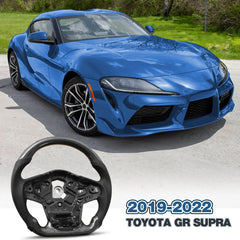 Carbon Fiber Steering Wheel For Toyota GR Supra 2019-2022 D-shaped Nappa Perforated Leather Flat-bottom Custom Steering Wheel POFENZE