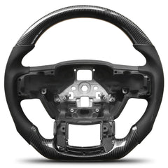 Carbon Fiber Steering Wheel for F150 2015-2020 Models Without Paddle Shifters D-shaped Flat-bottom Steering Wheel Preforated Leather Grip Hand-Stitched for Ford for F150 POFENZE