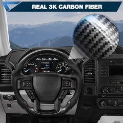 Carbon Fiber Steering Wheel for F150 2015-2020 Models Without Paddle Shifters D-shaped Flat-bottom Steering Wheel Preforated Leather Grip Hand-Stitched for Ford for F150 POFENZE